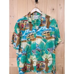 Diamond Head Sportswear Hawaiian Shirt Mens L Multicolor Excellent Woody Wagon